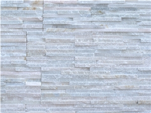 P014 Ligh Color Ledger Stone 10 Strips Thin Strips ,White & Beige Wall Cladding Stacked Stone 60x15