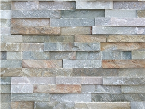 P014 Mix Color Culture Stone ,Beige Slate Wall Cladding ,Chinese Thin Stone Veneer