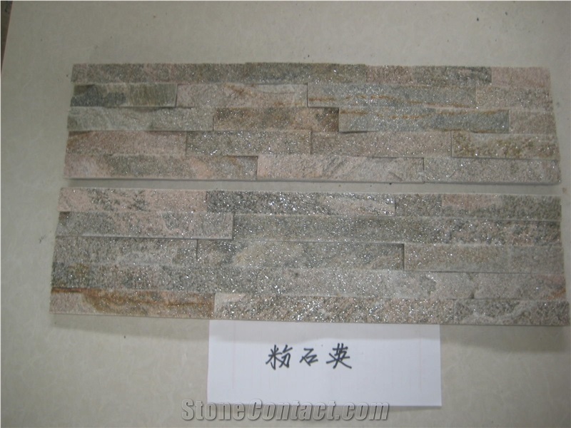Pink Quartzite Ledger Stone from Bonstone ,Pink Quartzite Culture Stone Stacked Stone Brick Stone