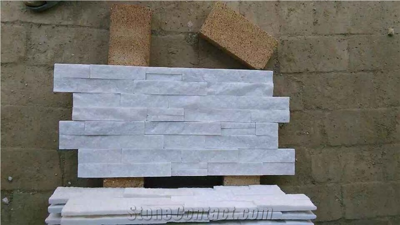 Pure Snow White Quartzite Wall Cladding Stone, White Ledger Stone, White Stone Veneer