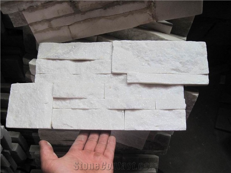 Pure White Quartzite Culture Stone, Wall Cladding, Thin Stone Veneer, Exposed Wall Stone, Corner Stone, Flexible Stone Veneer