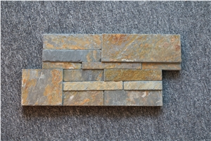Rusty Slate Culture Stone, Rustic Ledgestone Panel , Split Face Fieldstone, Wall Cladding and Stone Wall Decor