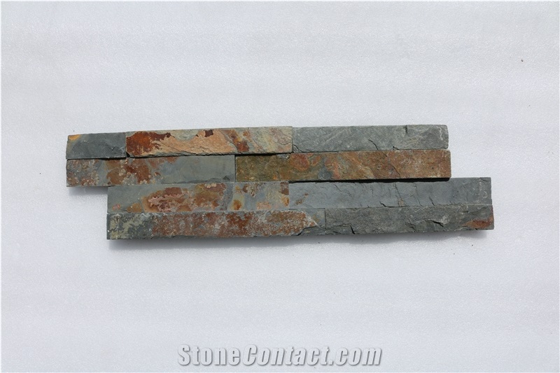 Rusty Slate Culture Stone, Rustic Ledgestone Panel , Split Face Fieldstone, Wall Cladding and Stone Wall Decor