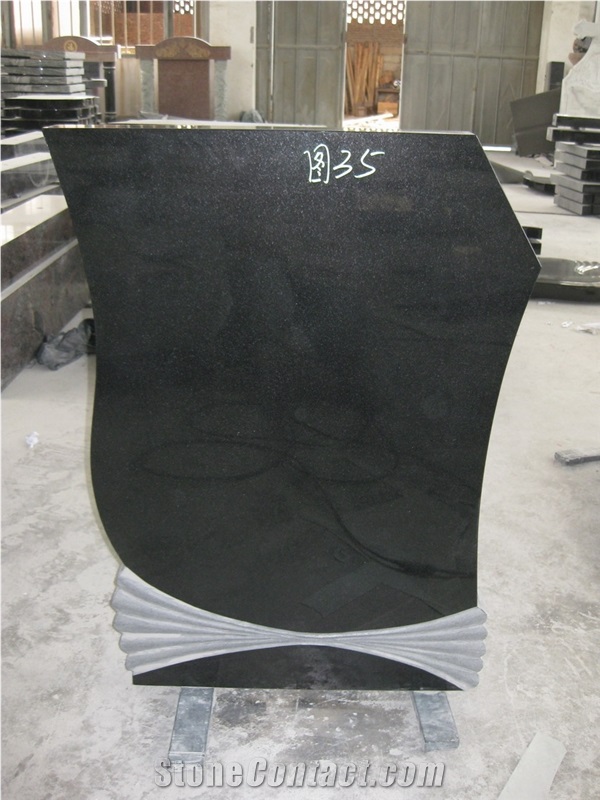 Shanxi Black Granite Single Monuments and Bases,Single Tombstones,Western Style Monuments,Custom Monuments with Roses Carvings,Headstones,Gravestones
