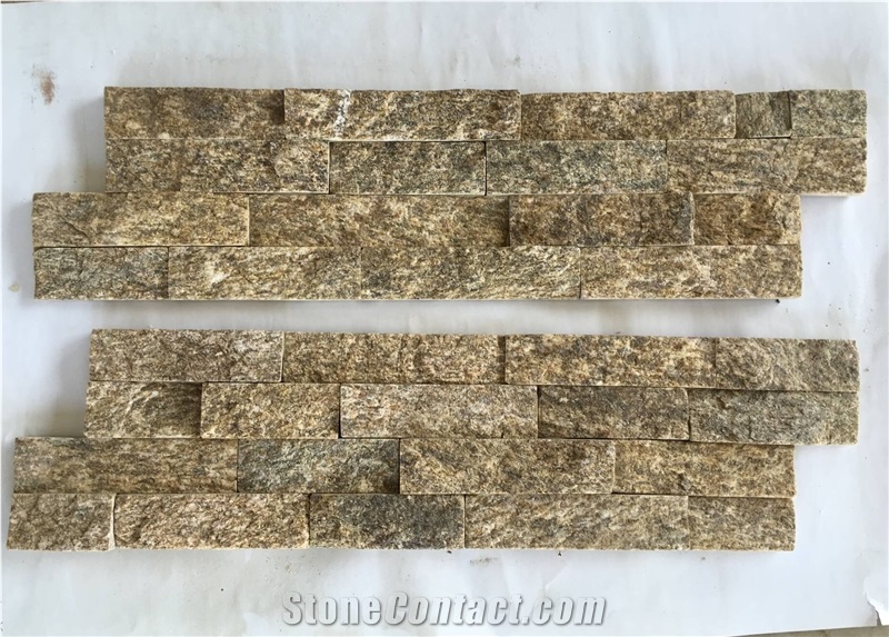 Tiger Skin Yellow Culture Stone. Wall Cladding, Thin Stone Veneer, Exposed Wall Stone, Ledgestone