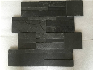 Water Proof Black Slate Split Face Culture Stone ,China Black Slate Brick Stacked Stone