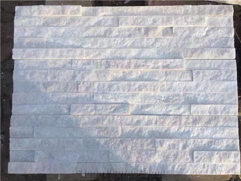 White Quartzite Ledgstone Panel, Stacked Stone Veneer