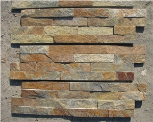 Yellow Quartzite Cultured Stone , Beige Quartzite Wall Cladding, Stacked Stone Veneer, Natural Stone Veneer