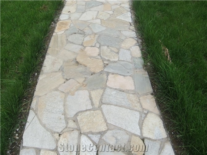 Yellow Slate Flagstone/Slate Flagstone Walkway Pavers/Random Flagstones Road Paving/Flagstone Wall Tile&Floor Tile/ Irregular Flagstones