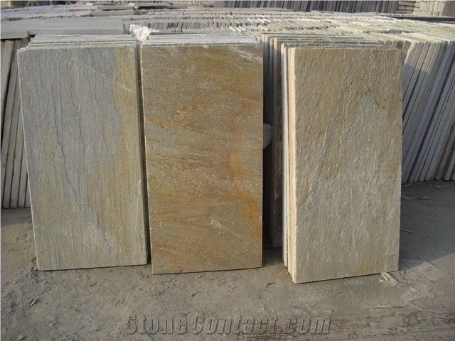 Yellow Slate Tiles, Yellow Wood Slate Wall and Flooring Tiles , P014 Golden Yellow Wooden Slate Paving Flooring and Walling Tiles, Slate Tiles
