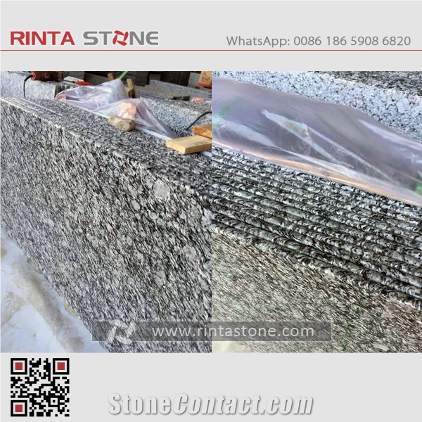 G418 Spray White G377 G4418 Granite Sea Wave Flower Langhua Silver Grey Hailang Hua Bai Stone Slabs Tiles Shandong