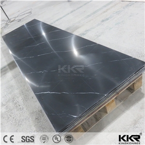Black Color Marble Veining Pattern Artificial Stone Acrylic Solid Surface Sheets