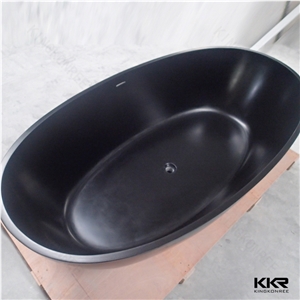 Black Oval Round Gel Coat Solid Surface Freestanding Bathtub Whirlpool