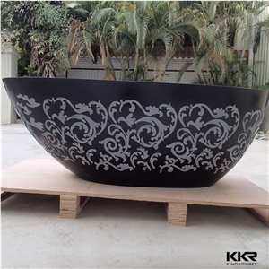 Engraving Patterns Antique Solid Surface Bathtub