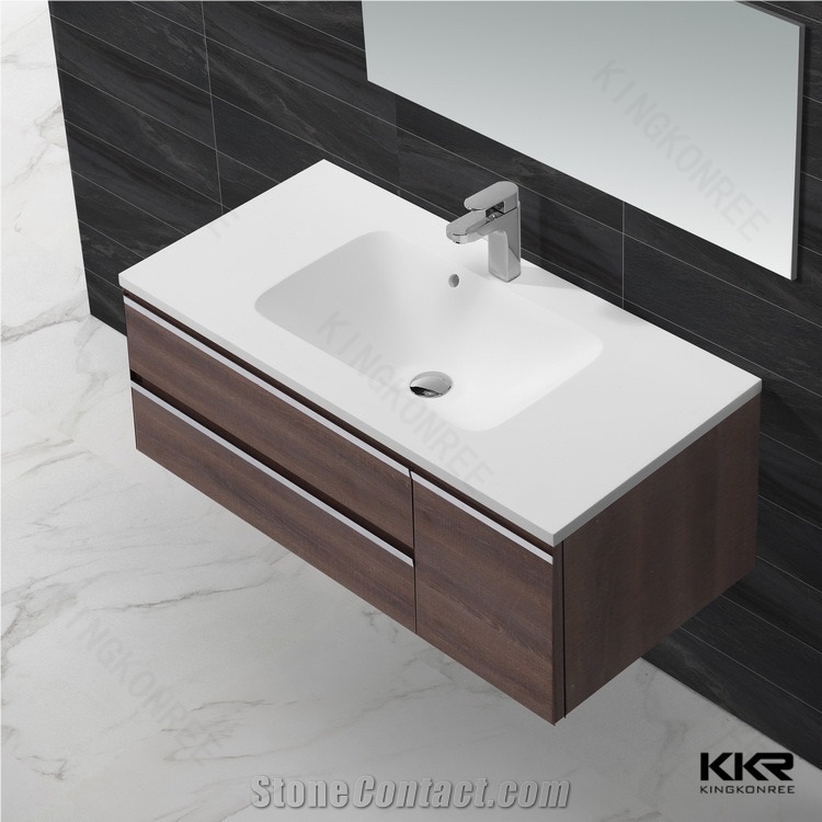 Factory Price Modern Solid Surface Cabinet Wash Basin For Bathroom