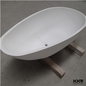 Kkr Hot Selling Polyester Solid Surface Round and Oval Bath Tub,Solid Surface Bathroom Freestanding Soaker Tub