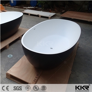 Modern Freestanding Black Glossy Solid Surface Bath Tub,Custom Made Solid Surface Composite Stone Bathtub
