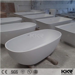 Renewable Pure White Resin Stone Bathtub, Freestanding Bathtubs, Solid Surface Bathroom Baths