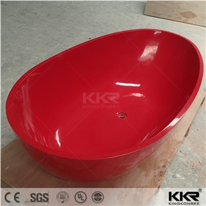 Sanitaryware Bathroom Accessories Red Glossy Solid Surface Freestanding Bathtub