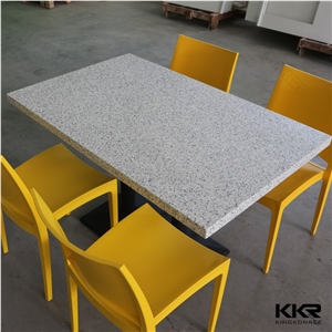 Small Round Shape Commercial Restaurant Mixed Dining Room Set Artificial Stone Coffee Table with Chairs