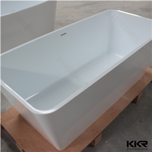 Square White Solid Surface Artificial Stone Bathtub