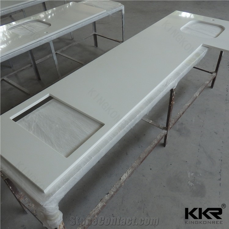 Stunning Special Shape Kitchen Working Table Top Solid Surface