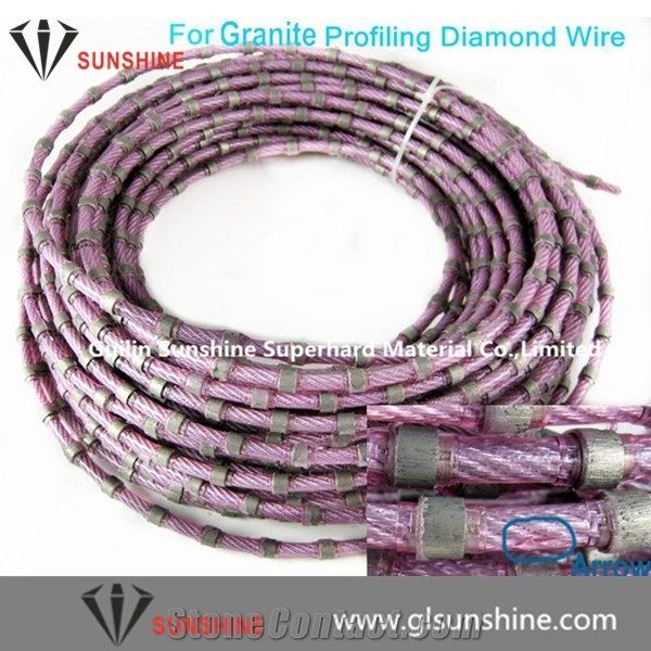 8.3 mm 8.8 mm Plastic Profiling Diamond Rope Wire for Granite, Diamond Tools,Stone Cutting Wire Saw