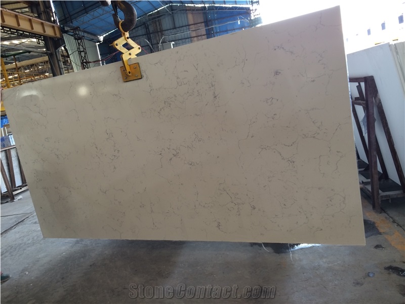 Carrara White Marble Look Quartz Stone Slab