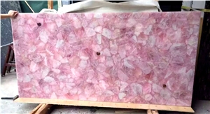 Crystal Light Pink Quartz Stone Slab Rose Pink Semiprecious Stone