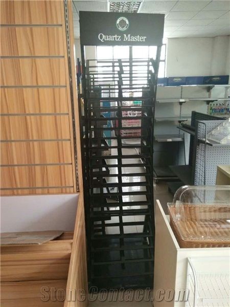Customized Design Standing Quartz Stone Tower Metal Display Rack Shelf