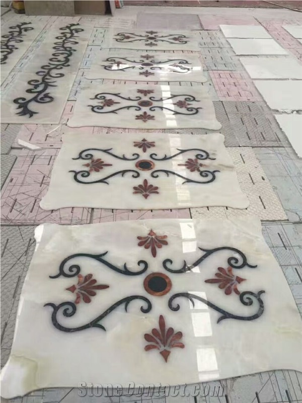 Polished Marble Water Jet Inlay Cut Medallion Tiles , Cheap Marble Flooring,Lobby and Hall Decorated Wall Paving Stone Tiles Pattern Design