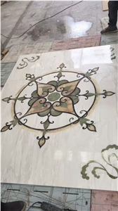 Polished Marble Water Jet Inlay Cut Medallion Tiles , Cheap Marble Flooring,Lobby and Hall Decorated Wall Paving Stone Tiles Pattern Design