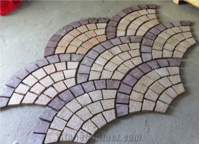 Fan Shaped G682 G654 Paving Stone G682 Red Porphyry Paving Stone Paving Sets
