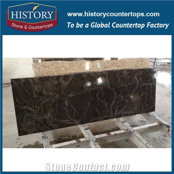 2017 China Hgj158 Cosmic Black Newly Radius Arch Polished Integrated Prefab One Piece Solid Surface Countertops & Vanity Top for Building Project