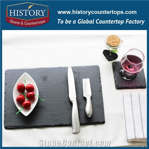 2017 Custom Design Black Slate Fruit Plates, Wine Place Mat, Cookware from Manufacturer