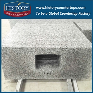 2017 Hot Big White Flower Granite Customized Shape Polishing Surface Premade Custom Kitchen Tops & Countertops for Indoor Construction