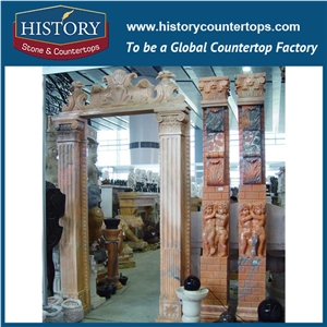 Antique Carving Polishing Beige Marble Simple Design Exterior Decoration Door Surrounds, Door Frames, Door Arches Stands