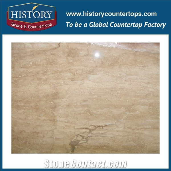 Beige Travertine Slab for Swimming Poor Pavers Tiles with Filled Pole, Polished or Honed Cut to Size