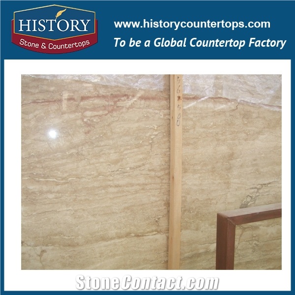 Beige Travertine Slab for Swimming Poor Pavers Tiles with Filled Pole, Polished or Honed Cut to Size