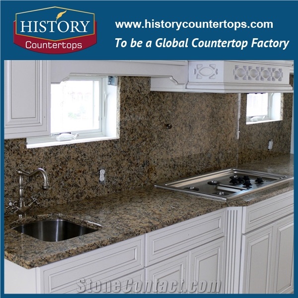 Best Price on Granite Kitchen Countertops with Sink,New Venetain Golden Yellow Granite Countertops