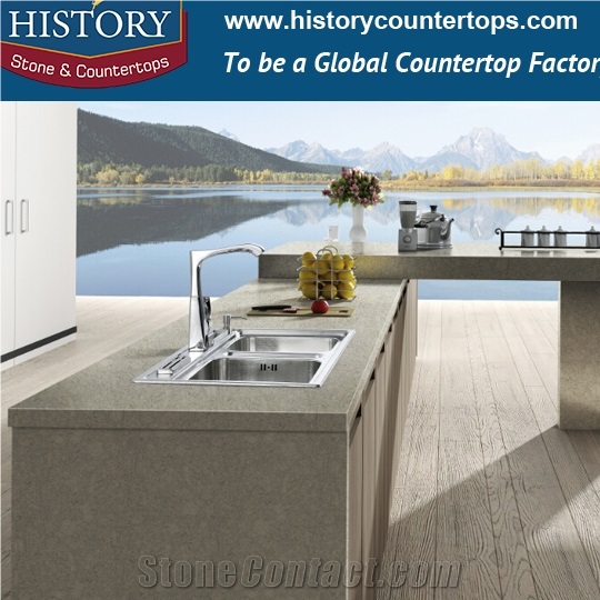 Botticino Cream Engineering Cut-To-Size with Slippy and Smoothed Texture Marble Kitchen Countertops, Island Tops