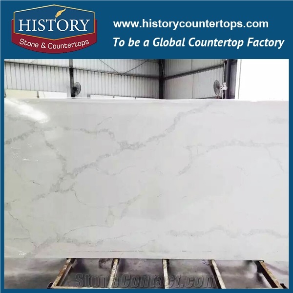 Calacatta Nuvo Marble Quartz Slabs Polished Surface For Interior
