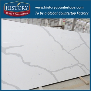 Calacatta White Quartz Usa Popular Slabs for Kitchen Countertops& Bath Vanity Top Polished Surface, Interior Wall & Floor Covering Tiles