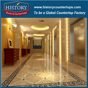 Carrara White, Pink and Red Marble Stone Water Jet Mosaic Artistic Tiles Designs Square Sunflowers Hotel Mall Entry Way Floor Medallions