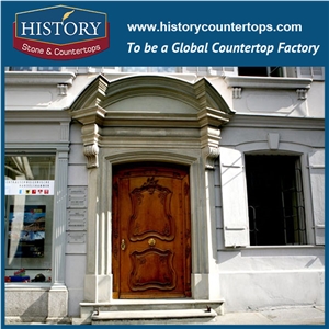 Carved Multicolor Marble Stone Freestanding Door Surrounds Luxury Religious Pictures, House Exterior Door Frames Pillar