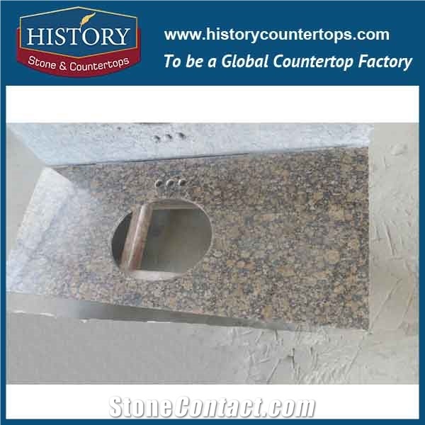 China Building Hgj019 Baltic Brown Factory Supply Eased Edge Excellent Laminate No Seams Fancy Table Bases for Granite Vanity Tops & Countertops