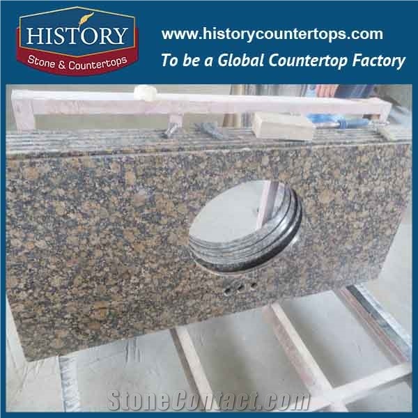 China Building Hgj019 Baltic Brown Factory Supply Eased Edge Excellent Laminate No Seams Fancy Table Bases for Granite Vanity Tops & Countertops