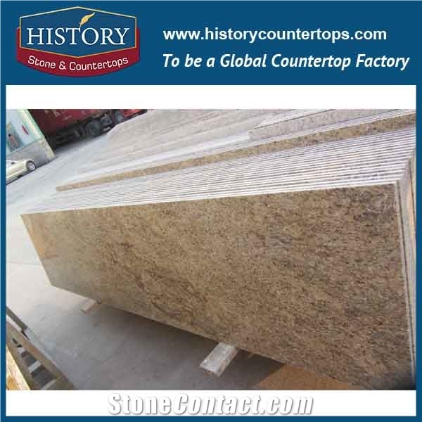 China Building Natural Stone Giallo Fiorito Polished Factory Supply Pre Cut Trim Molding Classic Furniture for Inn Kitchen Countertops & Worktops