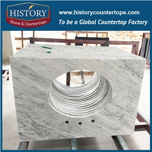 China Building Stone Calacatta White Marble Flat Edge Eased Factory Supply Prefab Laminated Modular for Hotel Custom Countertop, Worktops