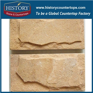 China Ginger Color Narrow and Wide Rectangle Joint Pattern Sandstone Mushroom for Walling Tiles